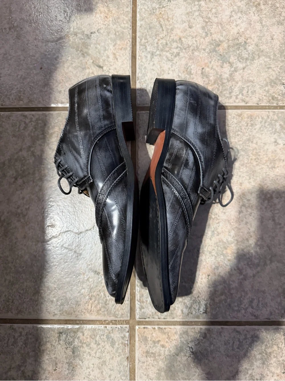 Antonio Cerrelli Men's Black Leather Lace-Up Dress Oxfords